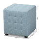 Elladio Modern and Contemporary Light Blue Fabric Upholstered Tufted Cube Ottoman (Set of 2) FredCo