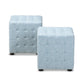 Elladio Modern and Contemporary Light Blue Fabric Upholstered Tufted Cube Ottoman (Set of 2) FredCo