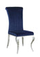Ellie 5-piece Cylinder Pedestal Dining Room Set Mirror and Ink Blue 115551-S5B Coaster FredCo