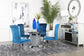 Ellie 5-piece Cylinder Pedestal Dining Room Set Mirror and Teal 115551-S5T Coaster FredCo