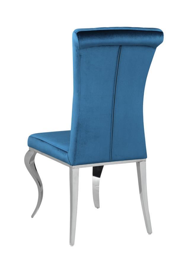 Ellie 5-piece Cylinder Pedestal Dining Room Set Mirror and Teal 115551-S5T Coaster FredCo