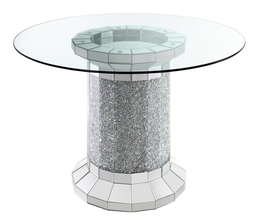Ellie 5-piece Pedestal Counter Height Dining Room Set Mirror and Grey 115558-S5G Coaster FredCo