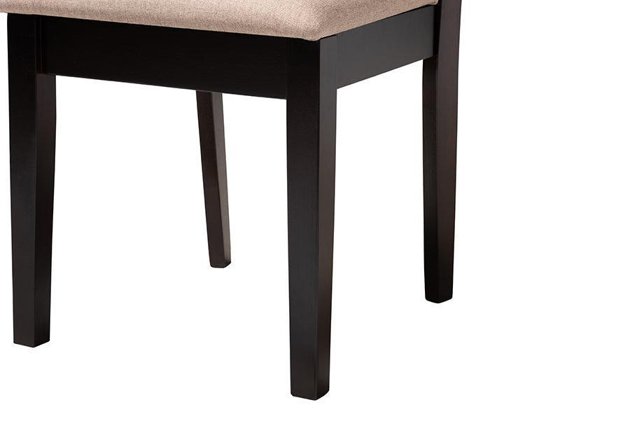 Ellie Modern Beige Fabric and Dark Brown Finished Wood 5-Piece Dining Set FredCo