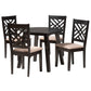 Ellie Modern Beige Fabric and Dark Brown Finished Wood 5-Piece Dining Set FredCo