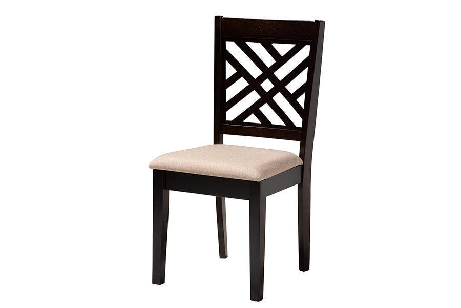 Ellie Modern Beige Fabric and Dark Brown Finished Wood 5-Piece Dining Set FredCo