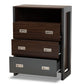 Elliot Modern and Contemporary Two-Tone Walnut and Grey Finished Wood 3-Drawer Chest FredCo