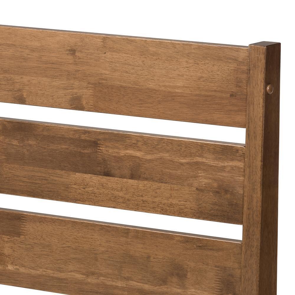 Elmdon Mid-Century Modern Solid Walnut Wood Slatted Headboard Style Full Size Platform Bed FredCo