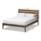 Elmdon Mid-Century Modern Solid Walnut Wood Slatted Headboard Style Full Size Platform Bed FredCo