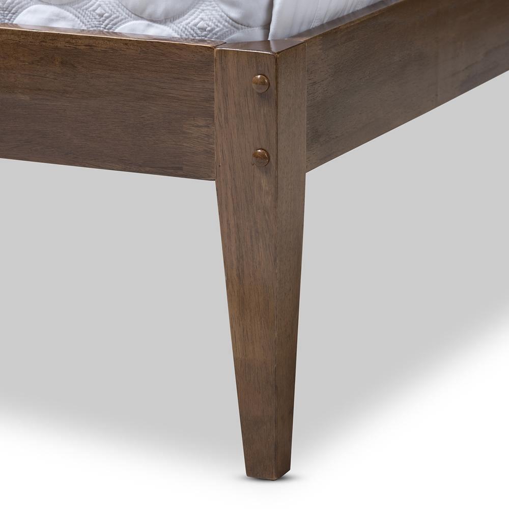 Elmdon Mid-Century Modern Solid Walnut Wood Slatted Headboard Style Full Size Platform Bed FredCo