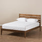 Elmdon Mid-Century Modern Solid Walnut Wood Slatted Headboard Style Full Size Platform Bed FredCo
