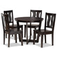 Elodia Modern and Contemporary Transitional Dark Brown Finished Wood 5-Piece Dining Set FredCo
