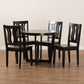 Elodia Modern and Contemporary Transitional Dark Brown Finished Wood 5-Piece Dining Set FredCo