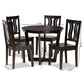 Elodia Modern and Contemporary Transitional Dark Brown Finished Wood 5-Piece Dining Set FredCo