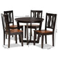 Elodia Modern and Contemporary Transitional Two-Tone Dark Brown and Walnut Brown Finished Wood 5-Piece Dining Set FredCo