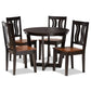 Elodia Modern and Contemporary Transitional Two-Tone Dark Brown and Walnut Brown Finished Wood 5-Piece Dining Set FredCo