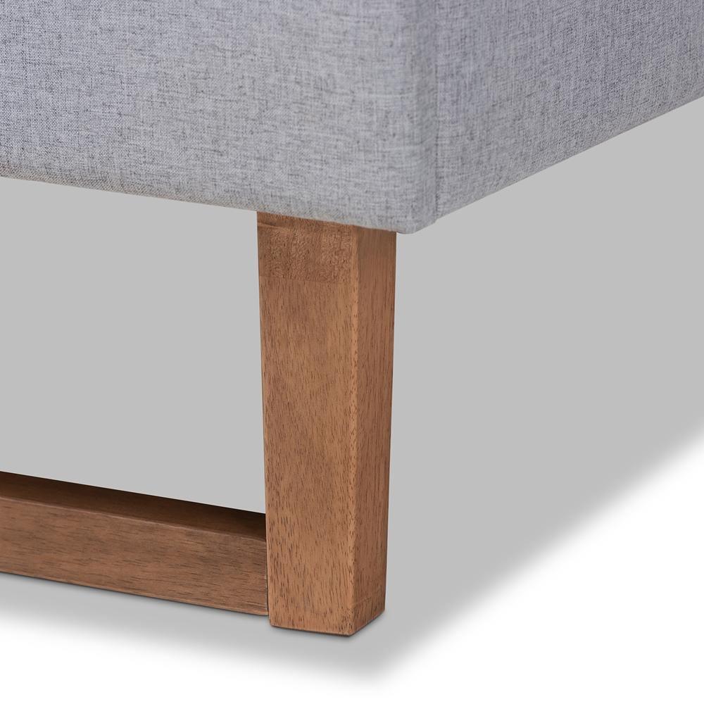 Eloise Rustic Modern Light Grey Fabric Upholstered and Ash Walnut Brown Finished Wood Full Size Platform Bed FredCo