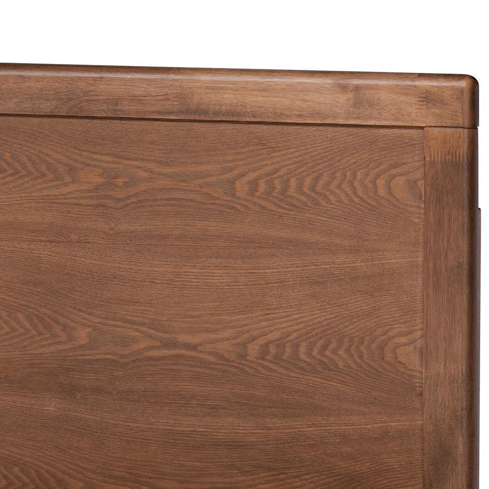 Eloise Rustic Modern Light Grey Fabric Upholstered and Ash Walnut Brown Finished Wood Queen Size Platform Bed FredCo