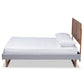 Eloise Rustic Modern Light Grey Fabric Upholstered and Ash Walnut Brown Finished Wood Queen Size Platform Bed FredCo