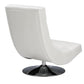 Elsa Modern and Contemporary White Faux Leather Upholstered Swivel Chair with Metal Base FredCo
