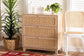 Elsbeth Japandi Oak Brown Finished Wood and Natural Rattan 3-Drawer Storage Cabinet FredCo