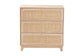 Elsbeth Japandi Oak Brown Finished Wood and Natural Rattan 3-Drawer Storage Cabinet FredCo