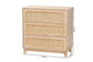 Elsbeth Japandi Oak Brown Finished Wood and Natural Rattan 3-Drawer Storage Cabinet FredCo