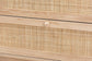 Elsbeth Japandi Oak Brown Finished Wood and Natural Rattan 3-Drawer Storage Cabinet FredCo