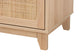 Elsbeth Mid-Century Modern Light Brown Finished Wood and Natural Rattan 1-Drawer End Table FredCo