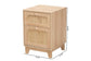 Elsbeth Mid-Century Modern Light Brown Finished Wood and Natural Rattan 1-Drawer End Table FredCo
