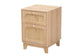 Elsbeth Mid-Century Modern Light Brown Finished Wood and Natural Rattan 1-Drawer End Table FredCo