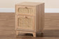 Elsbeth Mid-Century Modern Light Brown Finished Wood and Natural Rattan 1-Drawer End Table FredCo