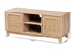Elsbeth Mid-Century Modern Light Brown Finished Wood and Natural Rattan 2-Door TV Stand FredCo