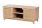 Elsbeth Mid-Century Modern Light Brown Finished Wood and Natural Rattan 2-Door TV Stand FredCo