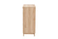 Elsbeth Mid-Century Modern Oak Brown Finished Wood and Natural Rattan 5-Drawer Storage Cabinet FredCo