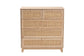 Elsbeth Mid-Century Modern Oak Brown Finished Wood and Natural Rattan 5-Drawer Storage Cabinet FredCo