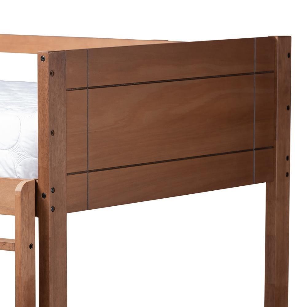 Elsie Modern and Contemporary Walnut Brown Finished Wood Twin Size Bunk Bed FredCo
