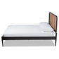 Elston Mid-Century Modern Charcoal Finished Wood and Synthetic Rattan Queen Size Platform Bed FredCo