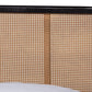 Elston Mid-Century Modern Charcoal Finished Wood and Synthetic Rattan Queen Size Platform Bed FredCo