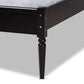 Elston Mid-Century Modern Charcoal Finished Wood and Synthetic Rattan Queen Size Platform Bed FredCo