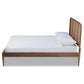 Elston Mid-Century Modern Walnut Brown Finished Wood and Synthetic Rattan King Size Platform Bed FredCo
