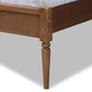 Elston Mid-Century Modern Walnut Brown Finished Wood and Synthetic Rattan Queen Size Platform Bed FredCo