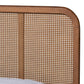 Elston Mid-Century Modern Walnut Brown Finished Wood and Synthetic Rattan Queen Size Platform Bed FredCo
