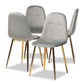 Elyse Glam and Luxe Grey Velvet Fabric Upholstered Gold Finished 4-Piece Metal Dining Chair Set FredCo