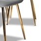 Elyse Glam and Luxe Grey Velvet Fabric Upholstered Gold Finished 4-Piece Metal Dining Chair Set FredCo