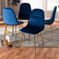 Elyse Glam and Luxe Navy Blue Velvet Fabric Upholstered Gold Finished 4-Piece Metal Dining Chair Set FredCo