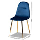 Elyse Glam and Luxe Navy Blue Velvet Fabric Upholstered Gold Finished 4-Piece Metal Dining Chair Set FredCo