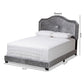 Embla Modern and Contemporary Grey Velvet Fabric Upholstered King Size Bed FredCo