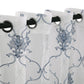 Embroidered Elegant Scroll Sheer Grommet Panel 2-Piece Curtain Set FredCo