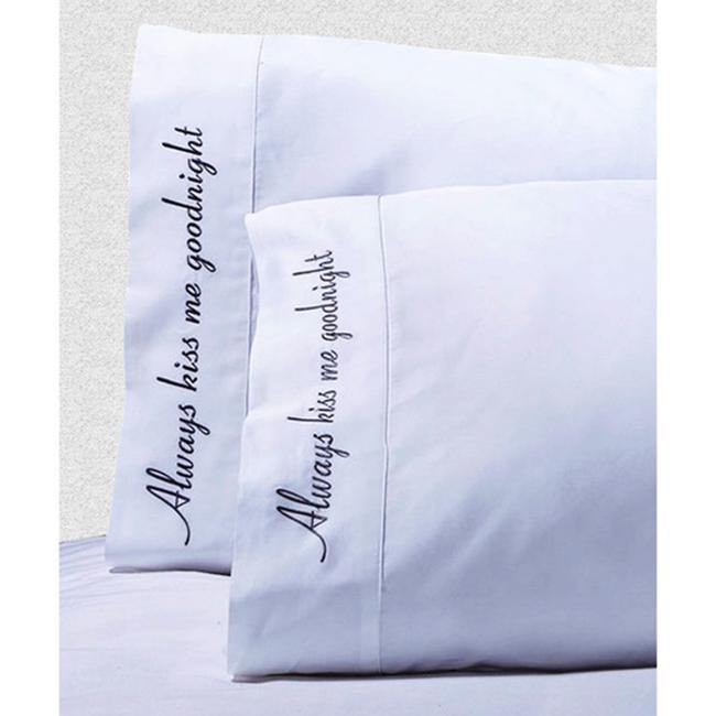 Embroidered Quotes 500-Thread-Count Cotton Soft 2-Piece Pillowcase Set FredCo