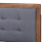 Emele Modern Transitional Dark Grey Fabric Upholstered and Ash Walnut Brown Finished Wood Full Size Platform Bed FredCo